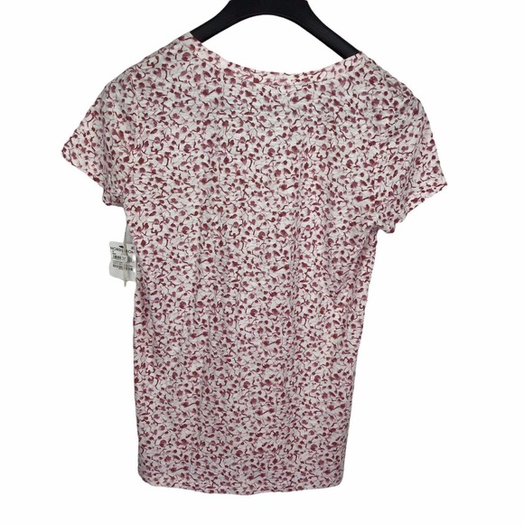 Caslon Short Sleeve T-Shirt Red Ivory Print Knit Scoop Neck Tee Womens Small - Picture 3 of 4